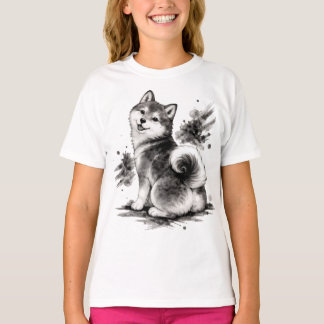 Camiseta 【Cute Husky Japanese Ink Kids T-Shirt】