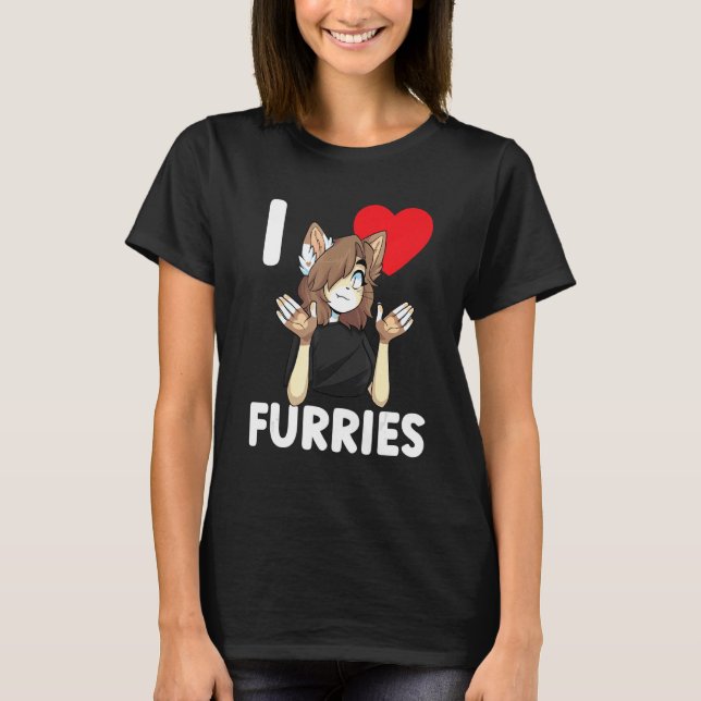 Camiseta Cute I Heart Furries Fandom Love 2 (Anverso)