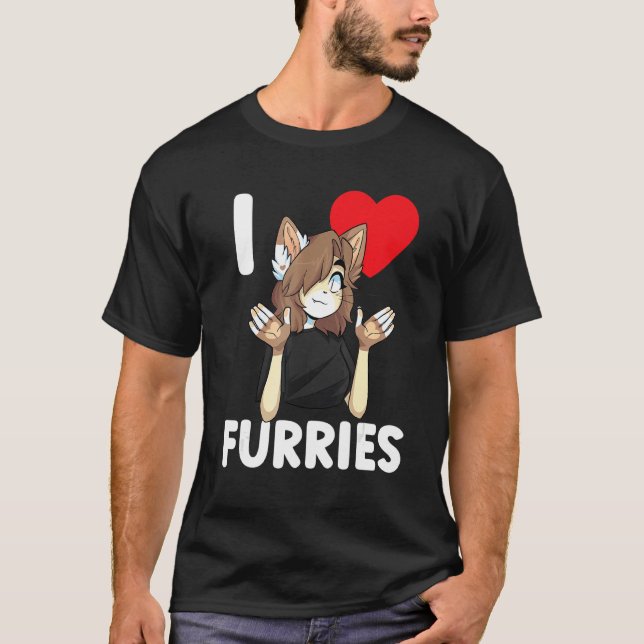 Camiseta Cute I Heart Furries Fandom Love 2 (Anverso)