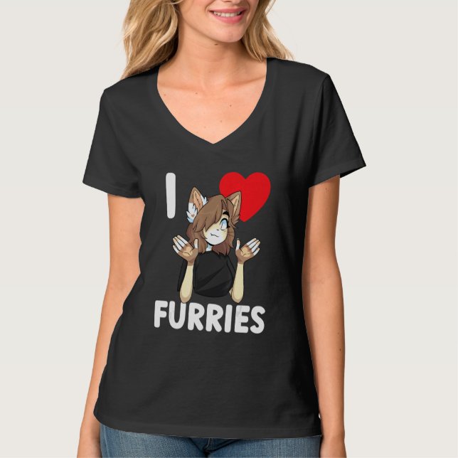 Camiseta Cute I Heart Furries Fandom Love 2 (Anverso)