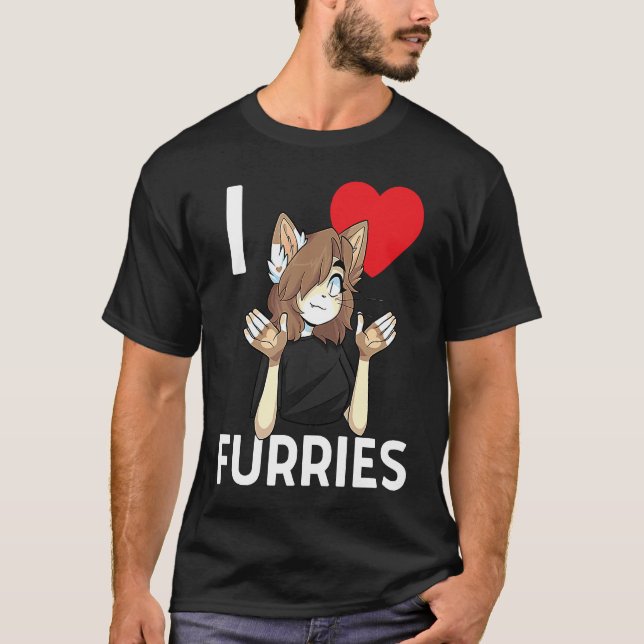 Camiseta Cute I Heart Furries Furry Fandom Love (Anverso)