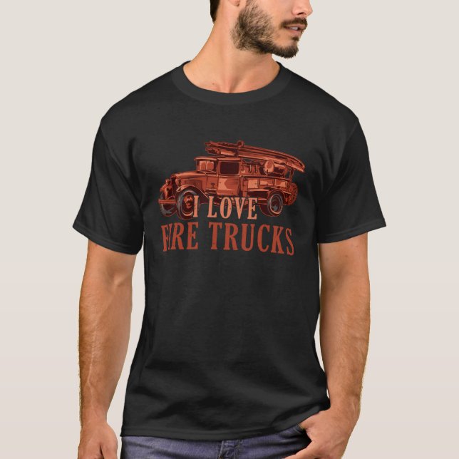Camiseta Cute I Love Fire Trucks Future Firefighter Fireman (Anverso)