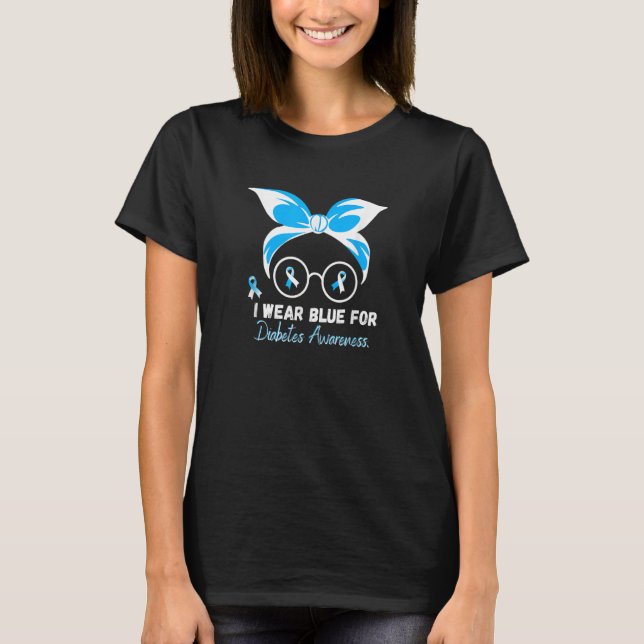 Camiseta Cute I Wear Blue For Diabetes Awareness Leopard Me (Anverso)