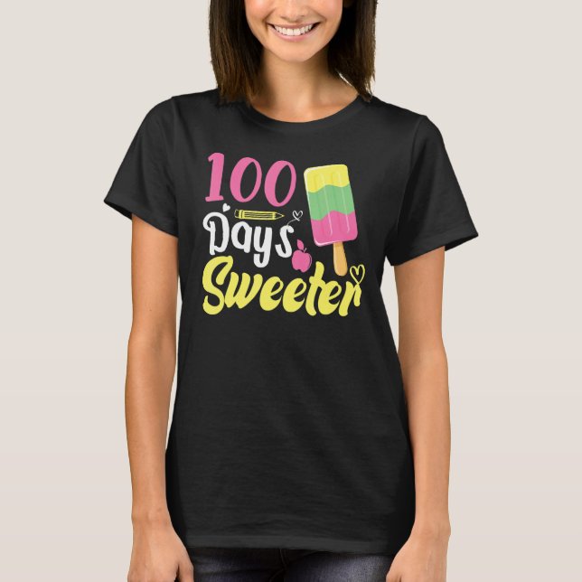 Camiseta Cute Ice Cream 100 días de escuela Profesor Chica (Anverso)