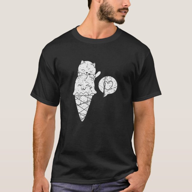 Camiseta Cute Ice Cream Cone Cat Dessert Gelato (Anverso)