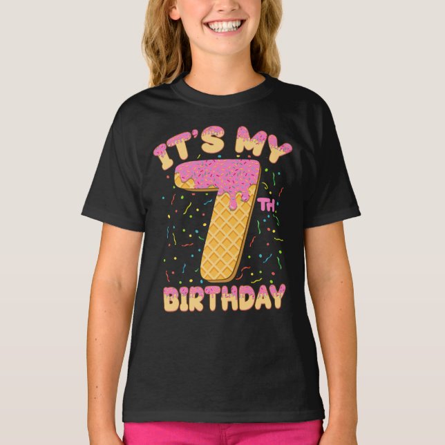Camiseta Cute Ice Cream Es mi Chica de 7 años (Anverso)
