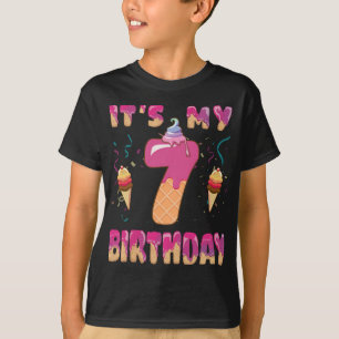 Camiseta Cute Ice Cream Es mi dulce de cumpleaños 7 años