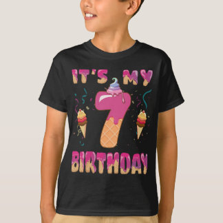 Camiseta Cute Ice Cream Es mi dulce de cumpleaños 7 años