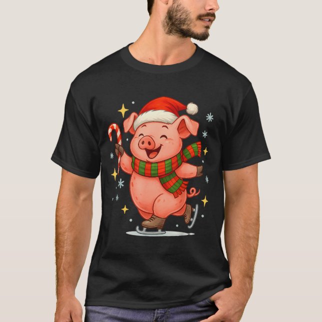 Camiseta Cute Ice Skating G Funny Santa Christmas Holiday  (Anverso)