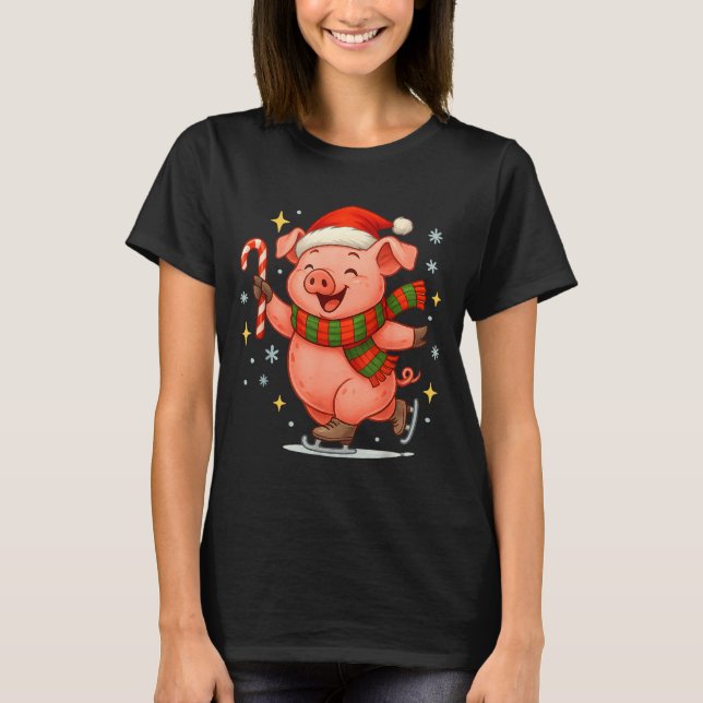 Camiseta Cute Ice Skating G Funny Santa Christmas Holiday  (Anverso)