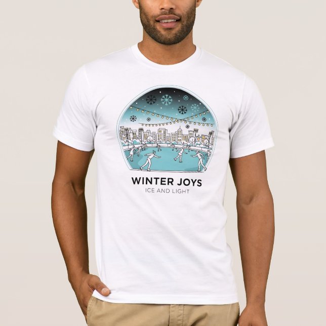 Camiseta Cute Ice Skating Winter Village Scene Snowy Lights (Anverso)