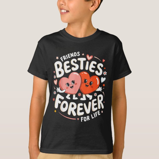 Camiseta Cute Ies Forever Hearts Friendship Girls Valentine (Anverso)