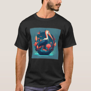 Camiseta Cute Ilustracion Pelican Ocean Anchor Colorful Wo