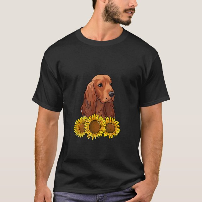 Camiseta Cute Irish Setter  Dog Flower Sunflower (Anverso)