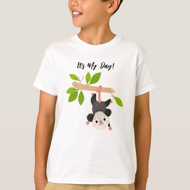 Camiseta Cute It’s My Day Woodland Opossum Birthday (Anverso)