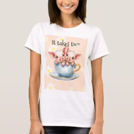 Camiseta Cute It Takes Two Teacup Twin Piglets