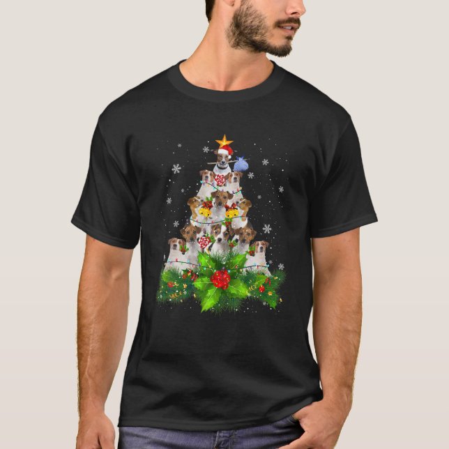 Camiseta Cute Jack Russell Terrier Dog Christmas Tree Regal (Anverso)