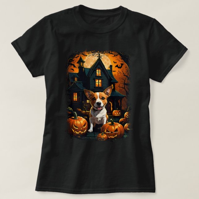 Camiseta Cute Jack Russell Una Estrecha Casa Atascada Llena (Diseño del anverso)