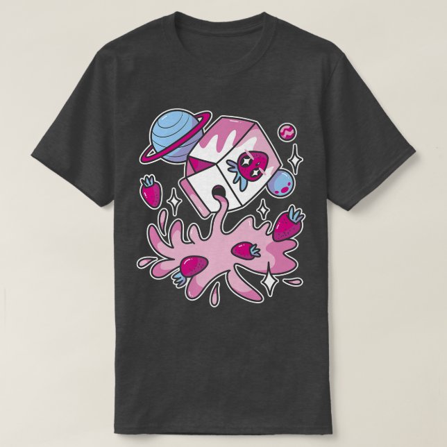 Camiseta Cute Japan Graphic Milk Shake Carton Space Premium (Diseño del anverso)