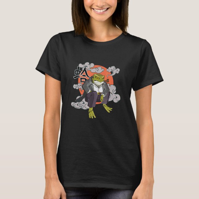 Camiseta cute Japanese frog in Yakuza gangster costume (Anverso)