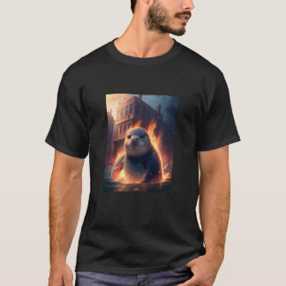 Camiseta Cute Japanese Style Otter Giant Sea Otter Dinosaur