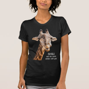 Camiseta Cute jirafa SMILE cita divertida moderna oscura