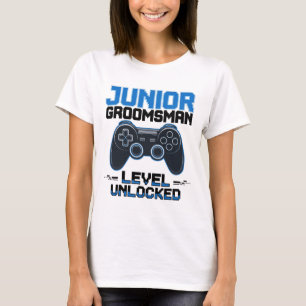 Camiseta Cute Junior Groomsman nivel Unlocked Wedding Party