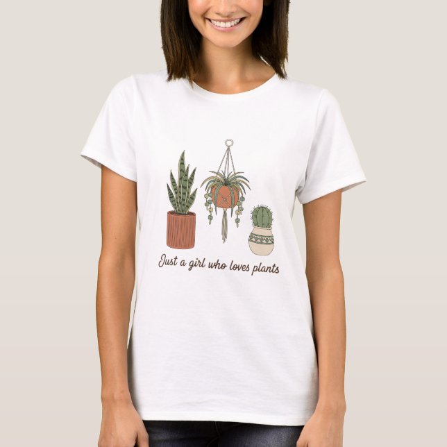Camiseta Cute "Just a Girl Who Loves Plants" Retro Boho  (Anverso)