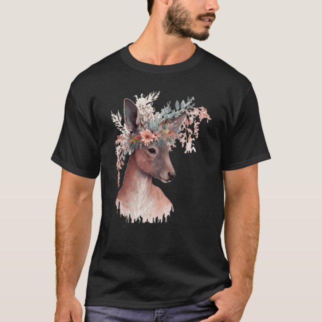 Camiseta Cute Kangaroo Flower Crown Floral Kangaroo (Anverso)