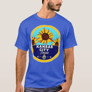 Camiseta Cute Kansas City Kansas KS Sunflower Badge KC