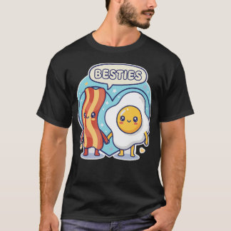 Camiseta Cute Kawai Bacon Egg Breakfast Besties Bff Friends