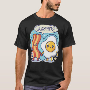 Camiseta Cute Kawai Bacon Huevo Desayuno Amigas Mejores Ami