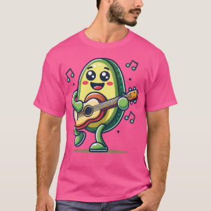 Camiseta Cute Kawaii Aguacate Tocando Guitarra