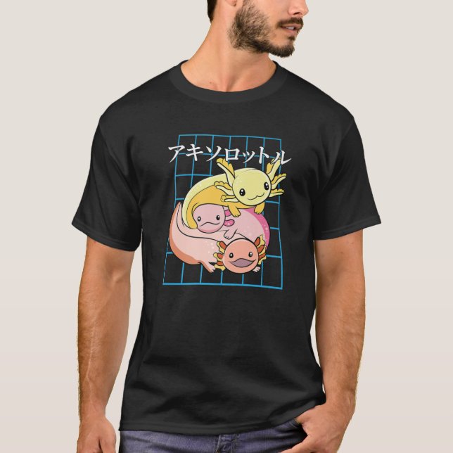 Camiseta Cute Kawaii Anime Axolotl - Estética japonesa - (Anverso)