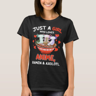 Camiseta Cute Kawaii Anime Axolotl Japoneses Ramen Noodles