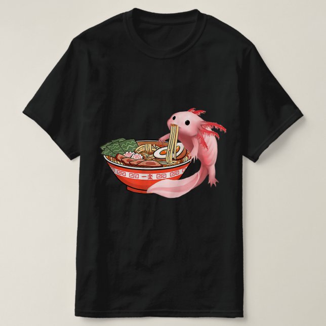 Camiseta Cute Kawaii Anime Axolotl Noodles japoneses de Ram (Diseño del anverso)