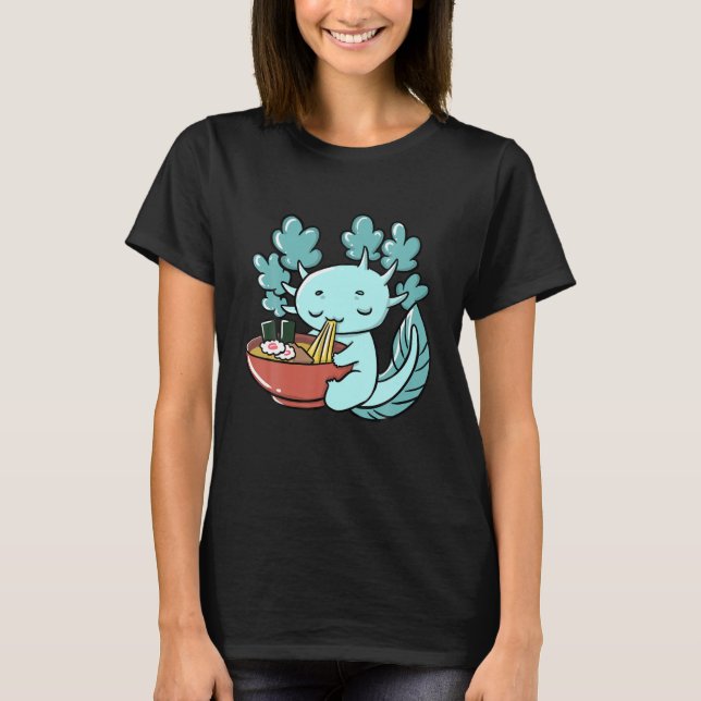 Camiseta Cute Kawaii Anime Axolotl Noodles Japoneses Ramen (Anverso)