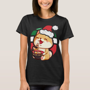 Camiseta Cute Kawaii Anime Shiba Inu Perro comiendo a Ramen