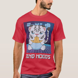 Camiseta Cute Kawaii Anime WhiteTiger Ramen SendNoods Retro