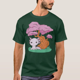 Camiseta Cute kawaii aolotl and Sakura Cherry Blossom tree