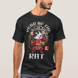 Camiseta Cute Kawaii Asiático Chino Rata Zodiaco Año Lunar