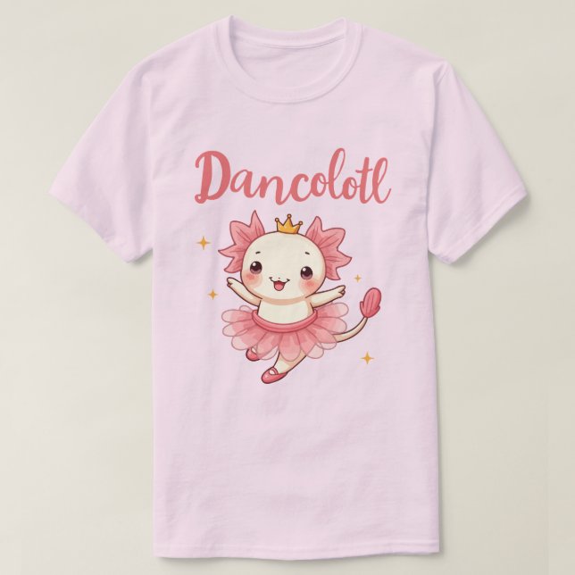 Camiseta Cute Kawaii Axolotl Ballerina "Dancolotl" Tutu (Diseño del anverso)