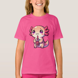 Camiseta Cute Kawaii Axolotl con té de burbuja