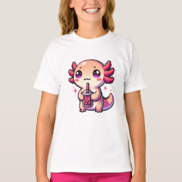 Camiseta Cute Kawaii Axolotl con té de burbuja