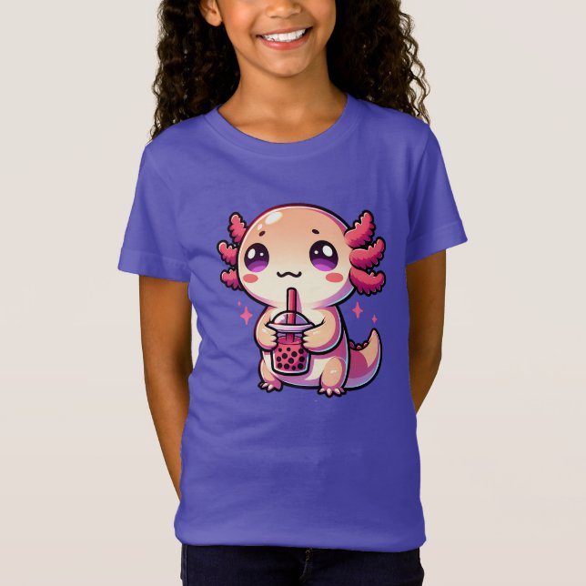 Camiseta Cute Kawaii Axolotl con té de burbuja (Anverso)