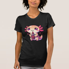 Camiseta Cute Kawaii Axolotl con té de burbuja