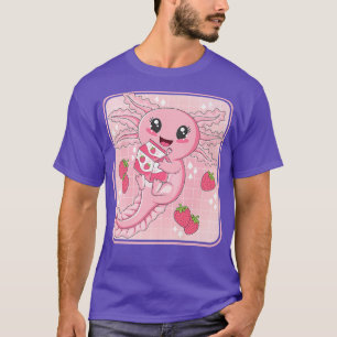 Camiseta Cute Kawaii Axolotl Fresa Leche Anime Japonés