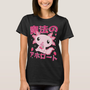 Camiseta Cute Kawaii Axolotl Leche de fresa sacude japonés