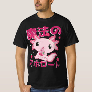 Camiseta Cute Kawaii Axolotl Leche de fresa sacude japonés
