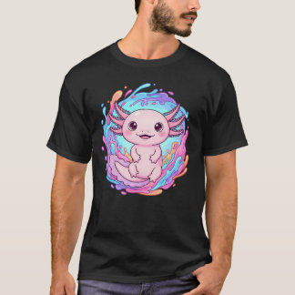 Camiseta Cute Kawaii Axolotl Water Splash Art